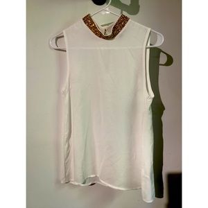 Jolie and Joy white and gold tank top